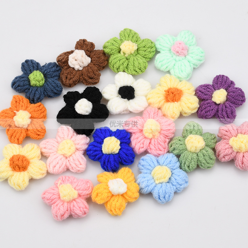 Embellish Craft - Handgemaakte gehaakte bloemapplicaties met vijf bloemblaadjes,